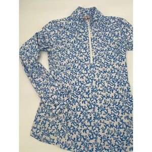 Tommy‎ Bahama Activewear Women's Pullover Blue Coral Print Golf Athletic Top